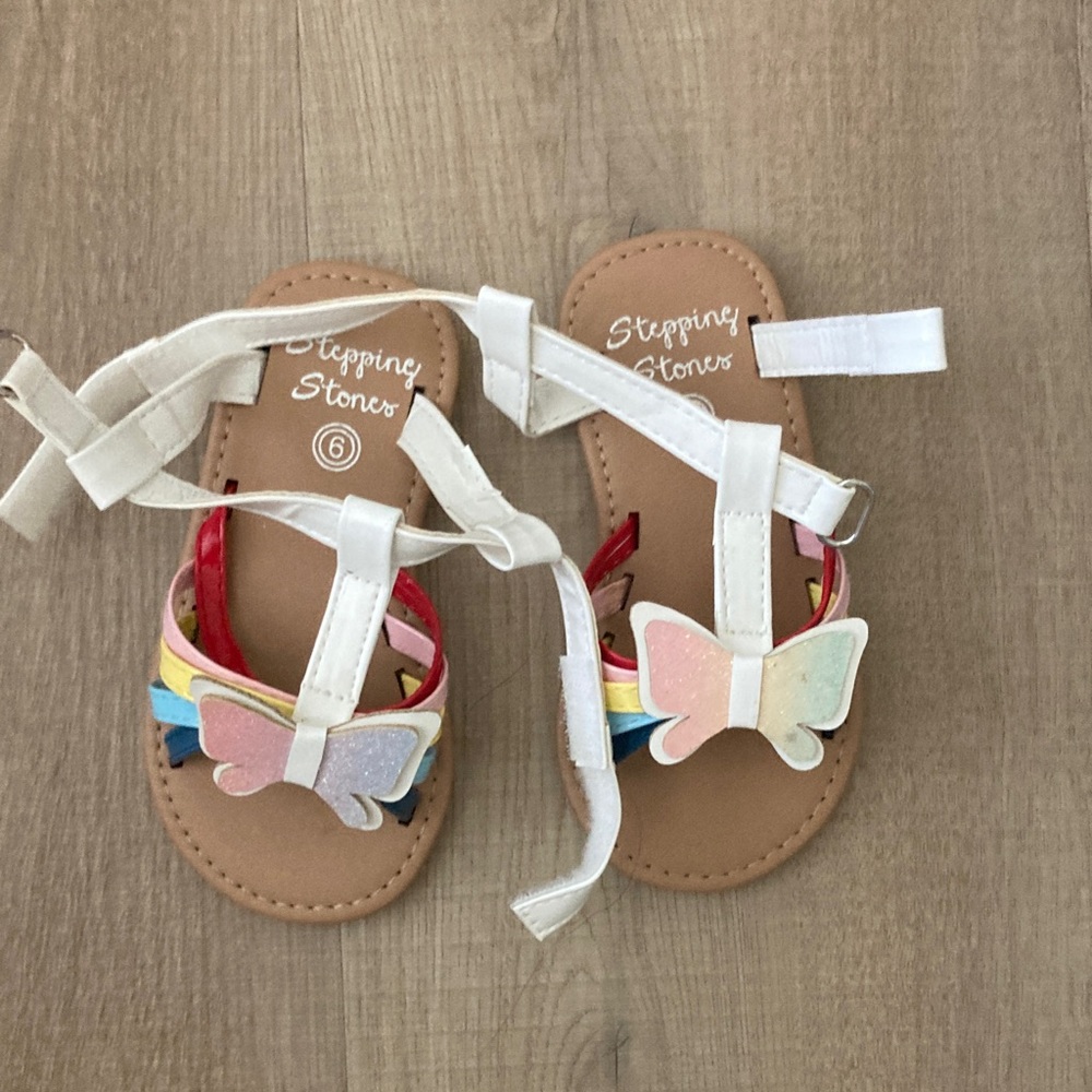 Kids Sandals with Butterfly Design - Multicolor